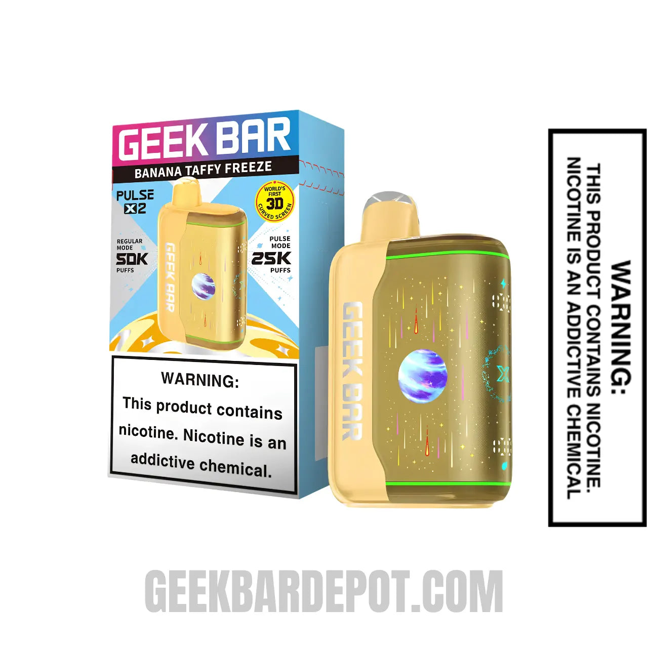 Banana Taffy Freeze Geek Bar Pulse X2 Disposable Vape with Specifications Banana Taffy Freeze Geek Bar Pulse X2 Disposable Vape with Specifications
