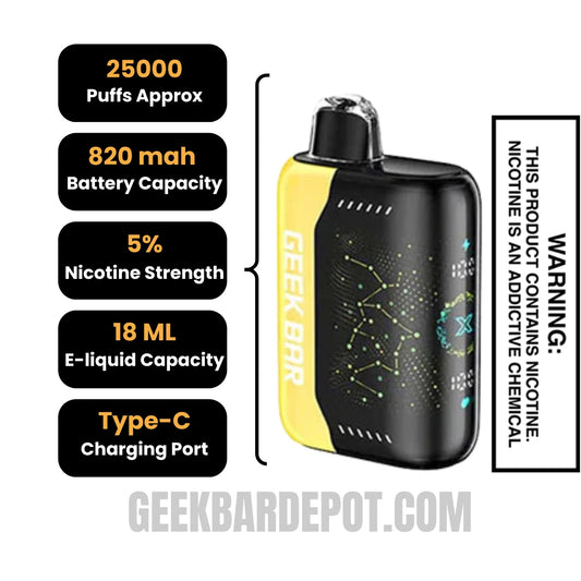Banana Taffy Freeze Geek Bar Pulse X Disposable Vape Specifications Banana Taffy Freeze Geek Bar Pulse X Disposable Vape Specifications