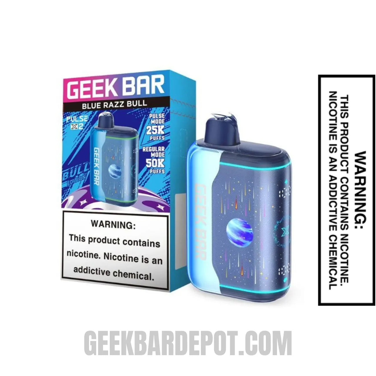 Blue Razz Bull Geek Bar Pulse X2 Disposable Vape with Package Box Blue Razz Bull Geek Bar Pulse X2 Disposable Vape with Package Box