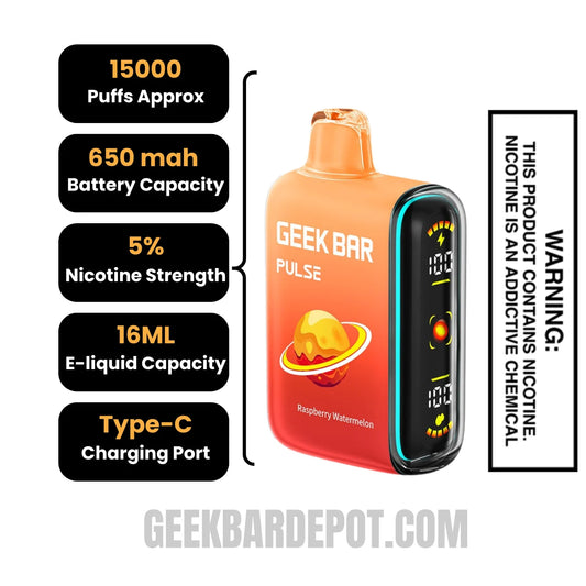 Raspberry Watermelon Geek Bar Pulse Disposable Vape Specifications Raspberry Watermelon Geek Bar Pulse Disposable Vape Specifications