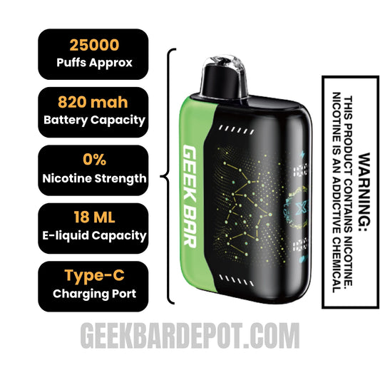 Sour Apple Ice Geek Bar Pulse X Zero Nicotine Disposable Vape Specifications Sour Apple Ice Geek Bar Pulse X Zero Nicotine Disposable Vape Specifications