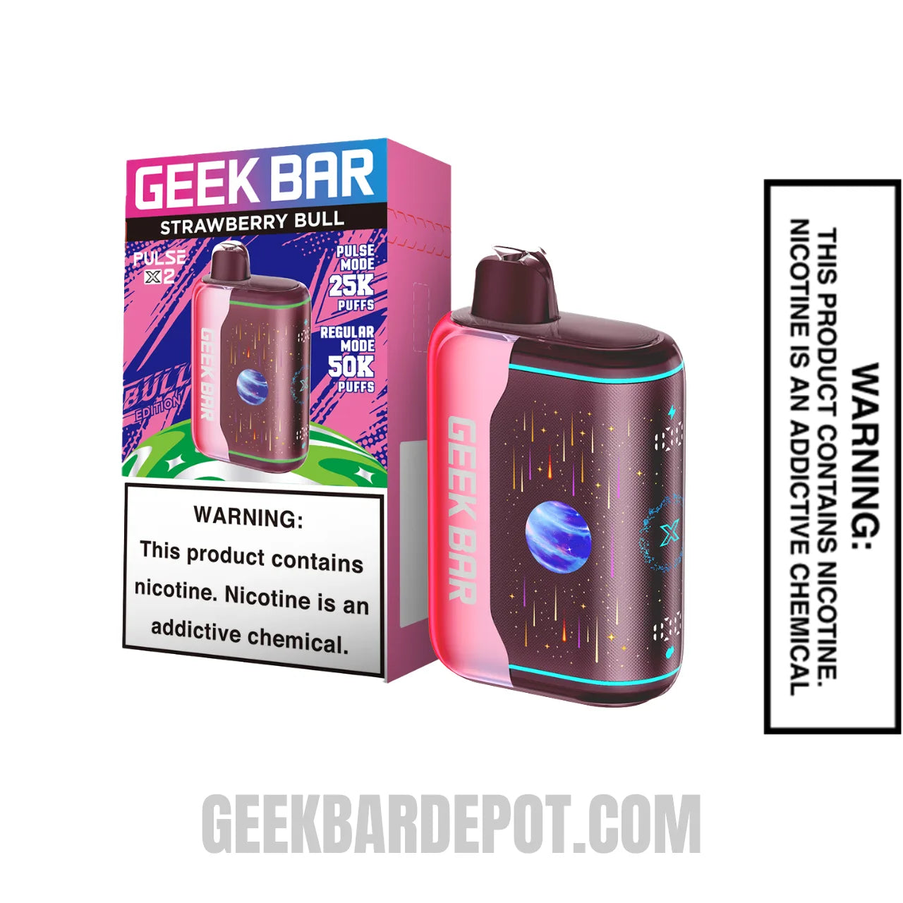 Strawberry Bull Geek Bar Pulse X2 Disposable Vape with Package Box Strawberry Bull Geek Bar Pulse X2 Disposable Vape with Package Box