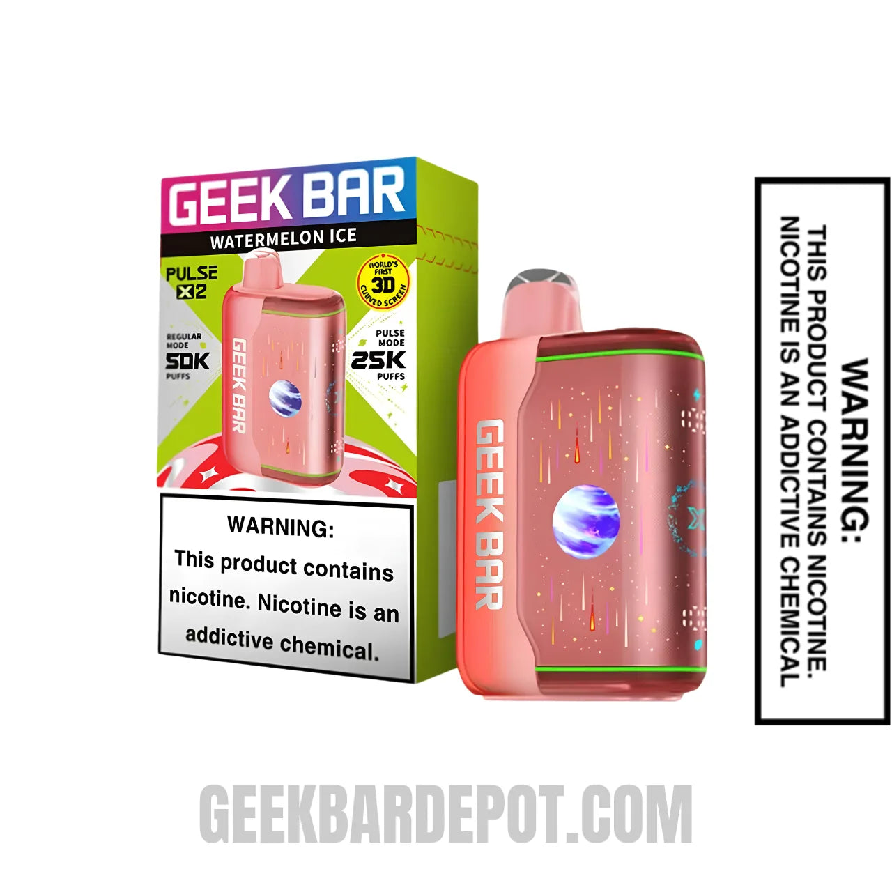 Watermelon Ice Geek Bar Pulse X2 Disposable Vape with Package Box Watermelon Ice Geek Bar Pulse X2 Disposable Vape with Package Box