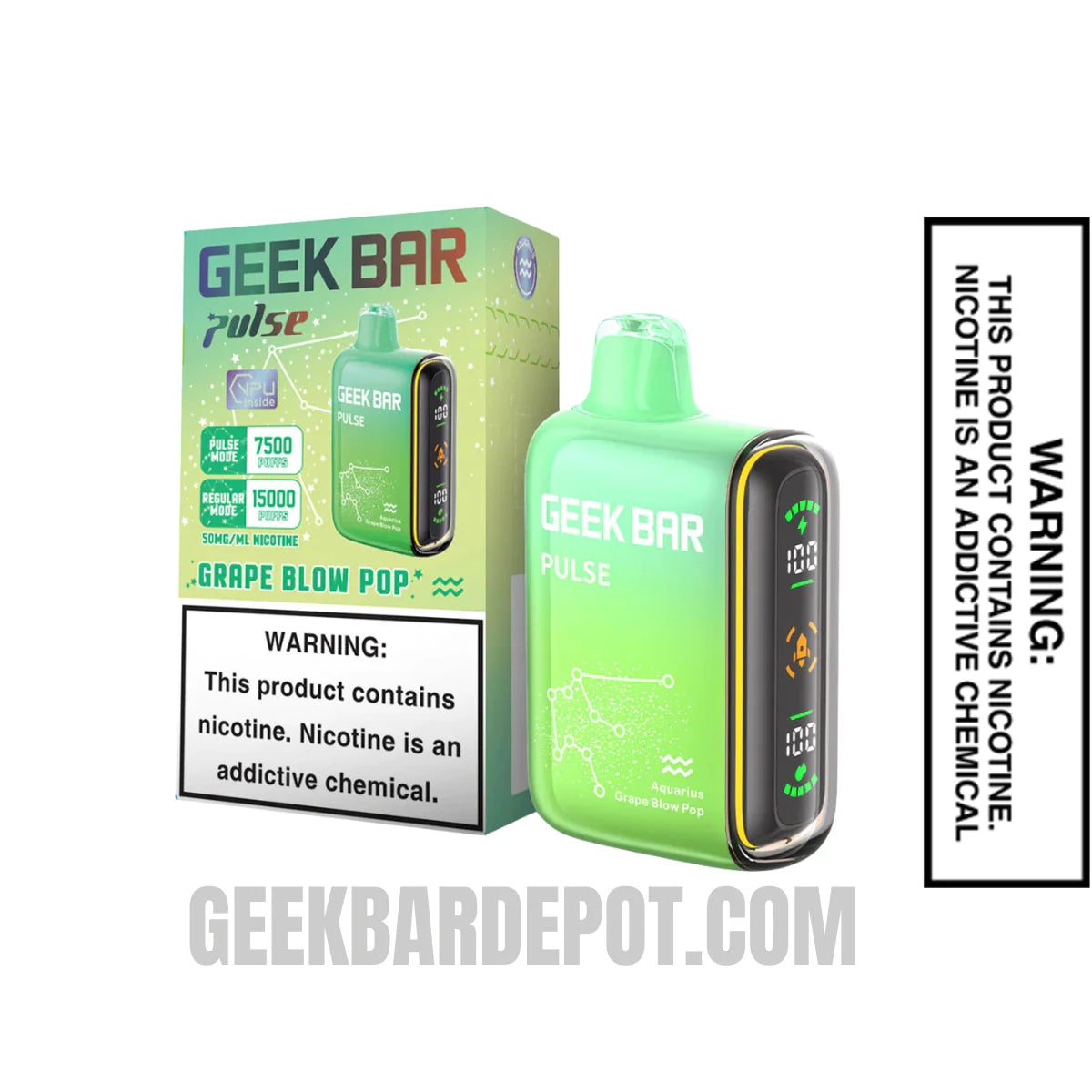 Aquarius Grape Blow Pop Geek Bar Pulse Vape With Package Box