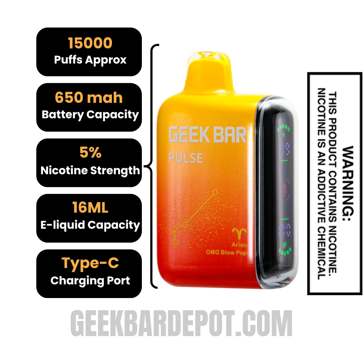 Aries OMG Blow Pop Geek Bar Pulse Vape | Geek Bar Depot Aries OMG Blow Pop Geek Bar Pulse Vape | Geek Bar Depot