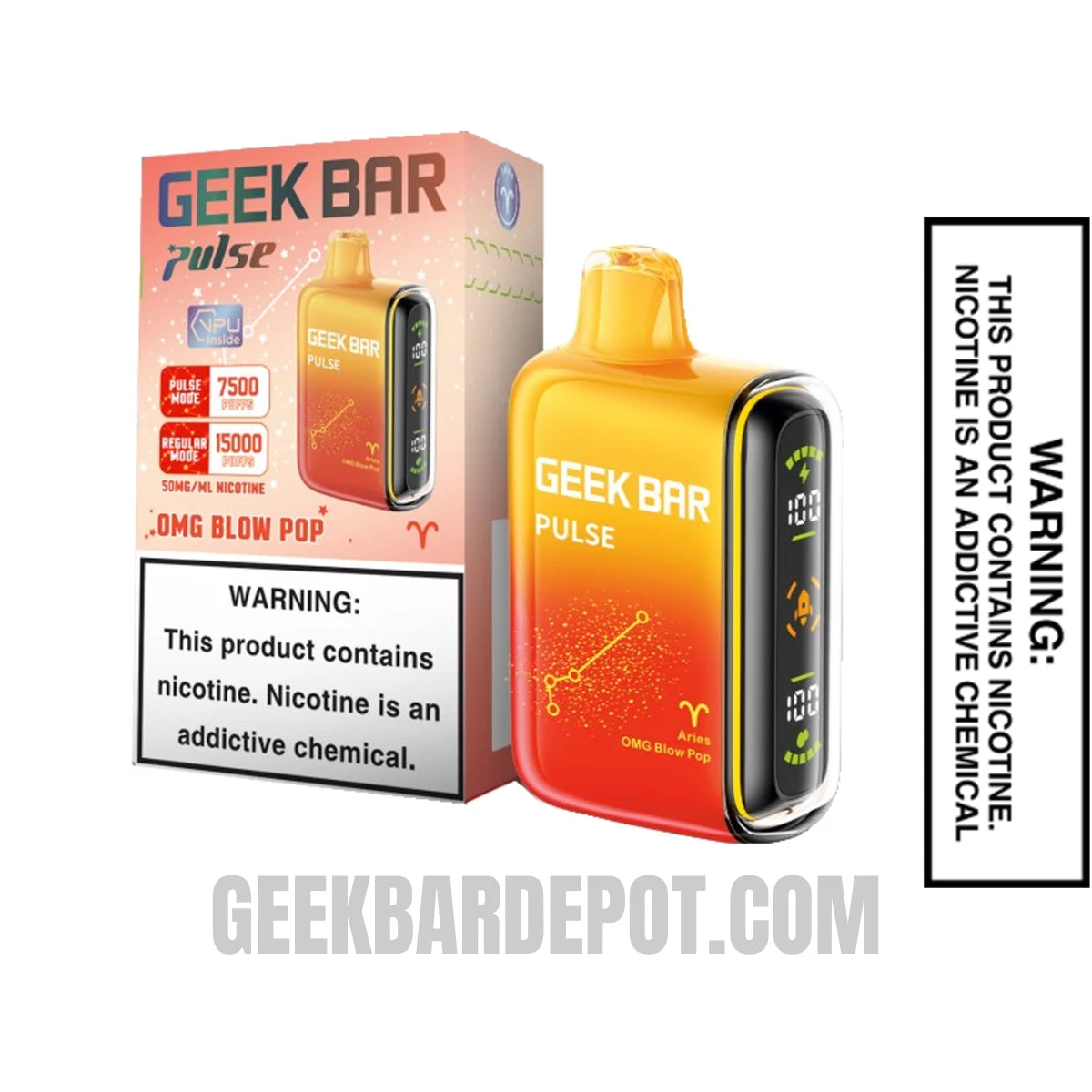 Aries OMG Blow Pop Geek Bar Pulse Vape With Package Box
