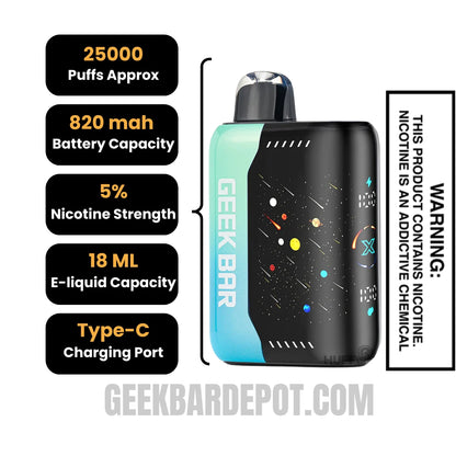 Atl Mint Geek Bar Pulse X 25K Disposable Vape Specifications