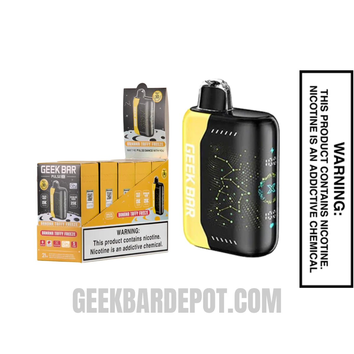Banana Taffy Freeze Geek Bar Pulse X Disposable Vape With Bundle Pack