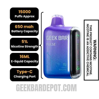 Berry Bliss Geek Bar Pulse Vape (Cancer) Specifications