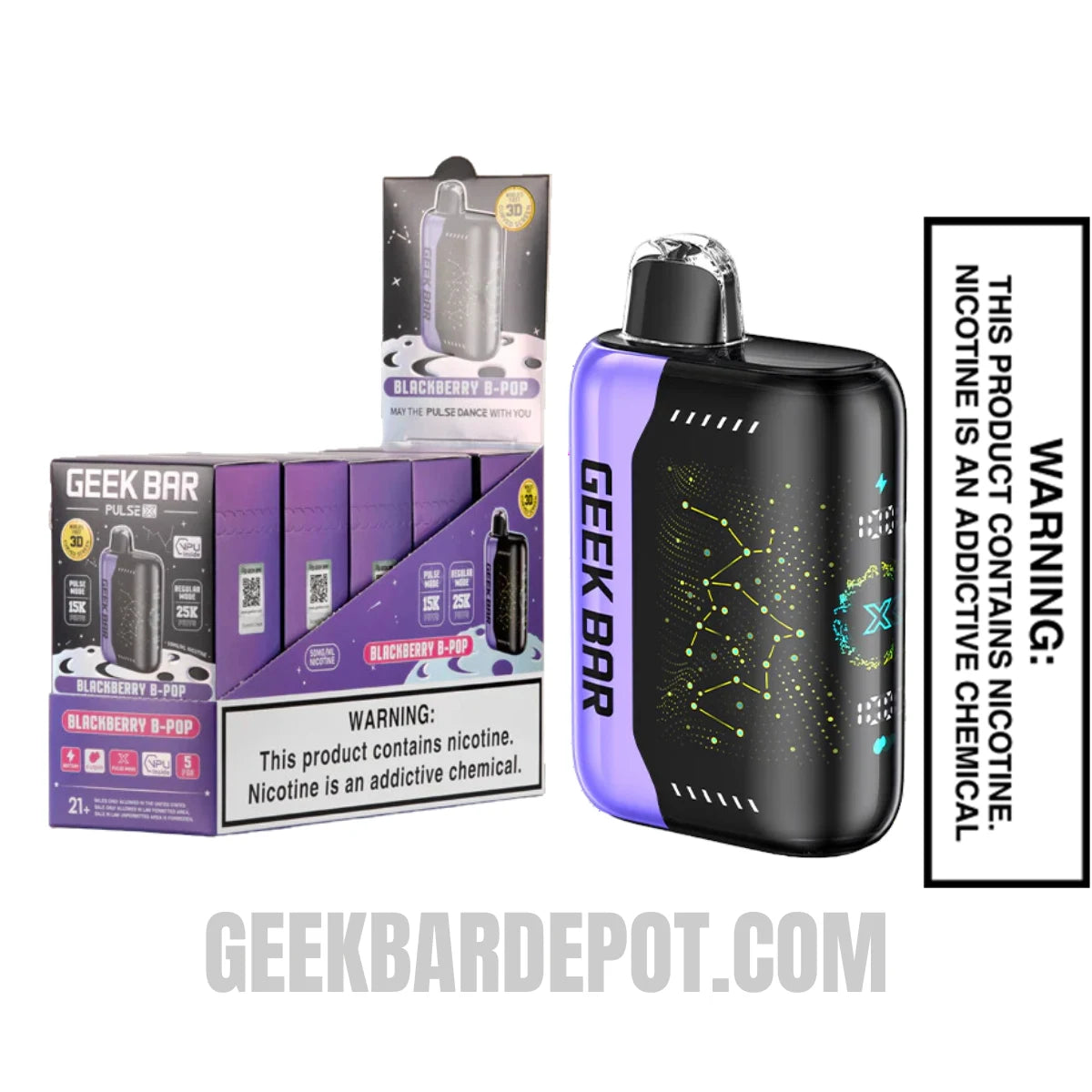 Blackberry B-Pop Geek Bar Pulse X 25K Disposable Vape With Bundle Pack
