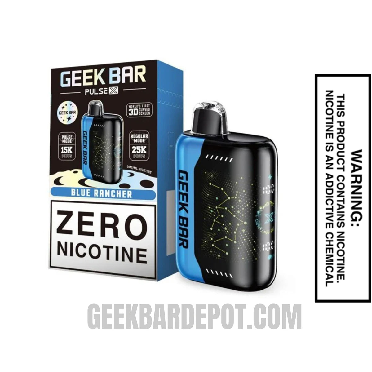Blue Rancher Geek Bar Pulse X Zero Nicotine Disposable Vape With Package Box
