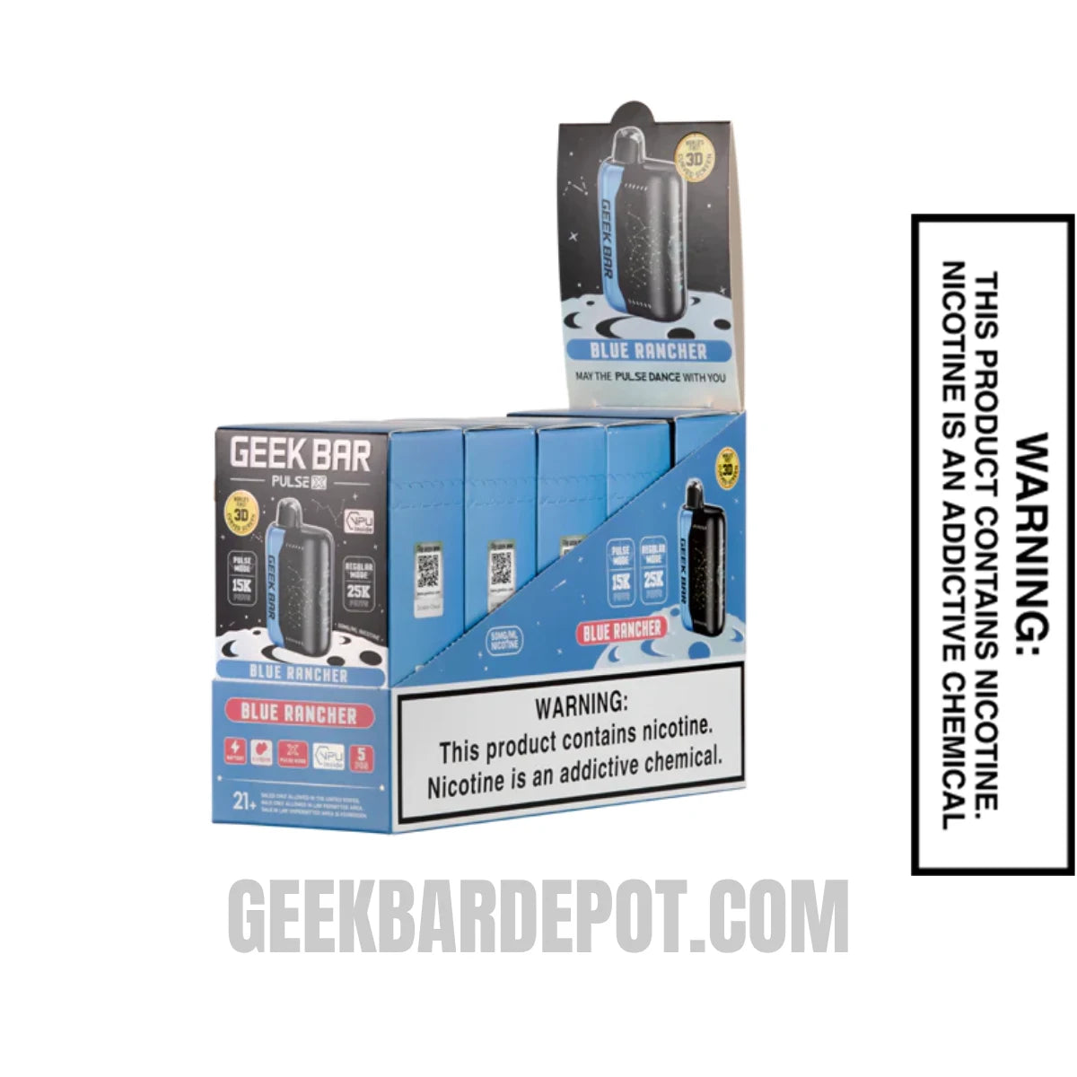 Blue Rancher Geek Bar Pulse X Zero Nicotine Disposable Vape With Bundle Pack