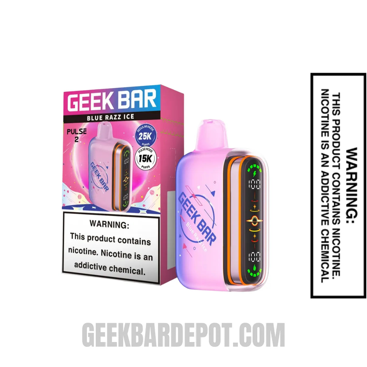 Blue Razz Ice Geek Bar Pulse 2 Disposable Vape with Specifications