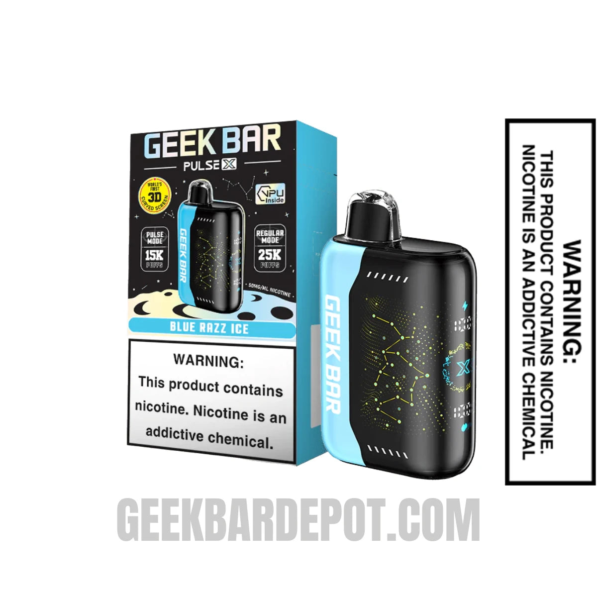 Blue Razz Ice Geek Bar Pulse X Disposable Vape With Package Box
