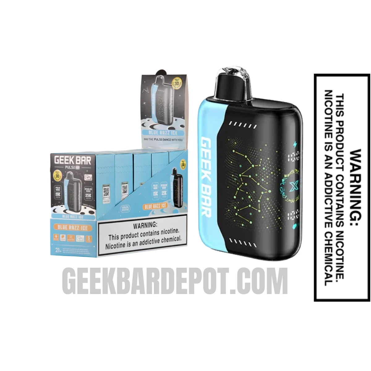 Blue Razz Ice Geek Bar Pulse X Disposable Vape With Bundle Pack