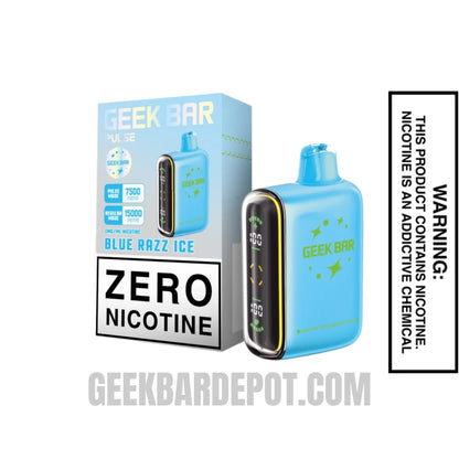 Blue Razz Ice Geek Bar Pulse Zero Nicotine Disposable Vape With Package Box