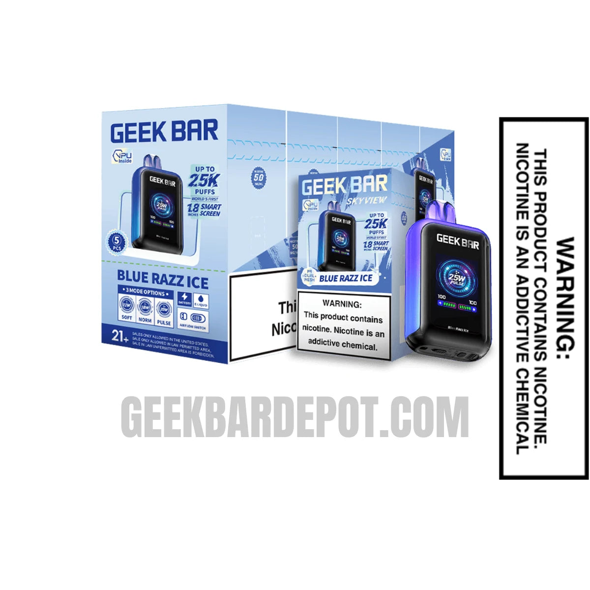 Blue Razz Ice Geek Bar Skyview Disposable Vape With Bundle Pack