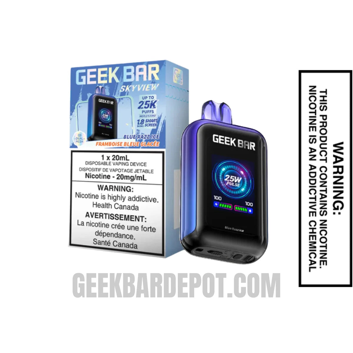 Blue Razz Ice Geek Bar Skyview Disposable Vape With Package Box