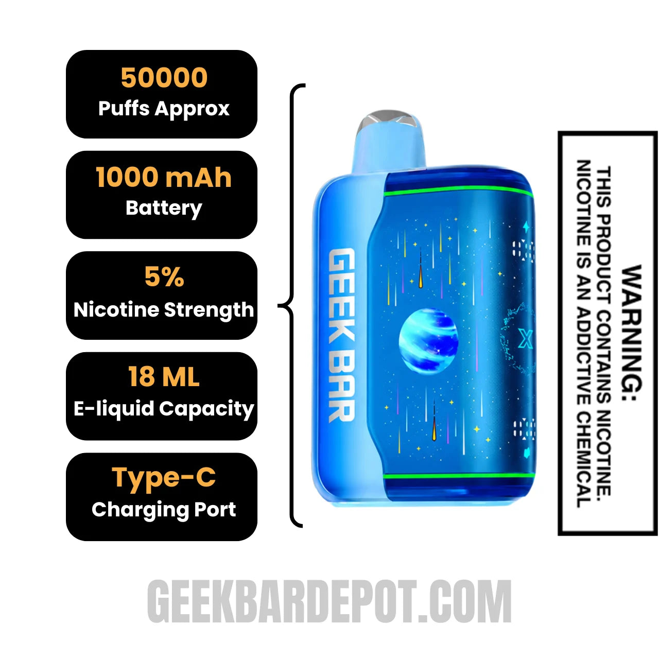 Blueberry Jam Geek Bar Pulse X2 Disposable Vape Specifications