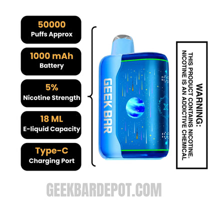 Blueberry Jam Geek Bar Pulse X2 Disposable Vape Specifications