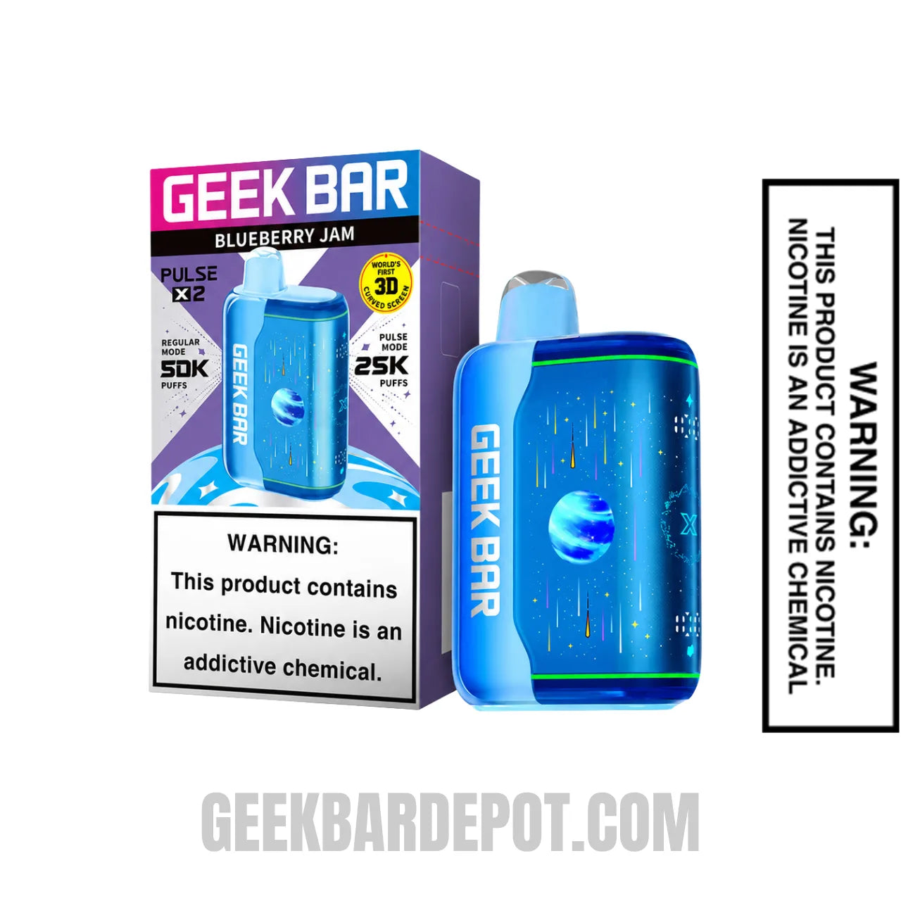 Blueberry Jam Geek Bar Pulse X2 Disposable Vape with Package Box