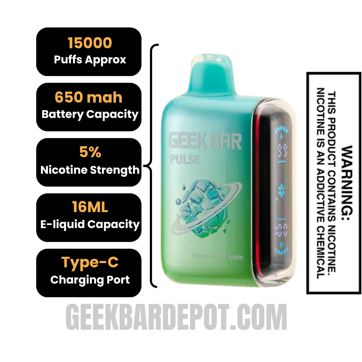 CherryAppleGeekBarPulseFrozenEditionVapeSpecifications