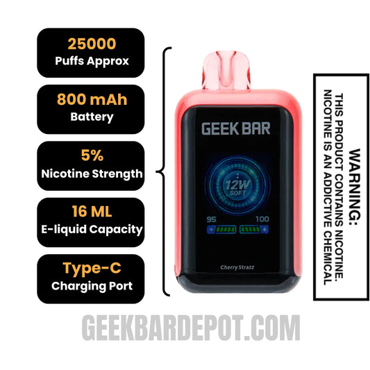 Cherry Strazz Geek Bar Skyview Disposable Vape Specifications