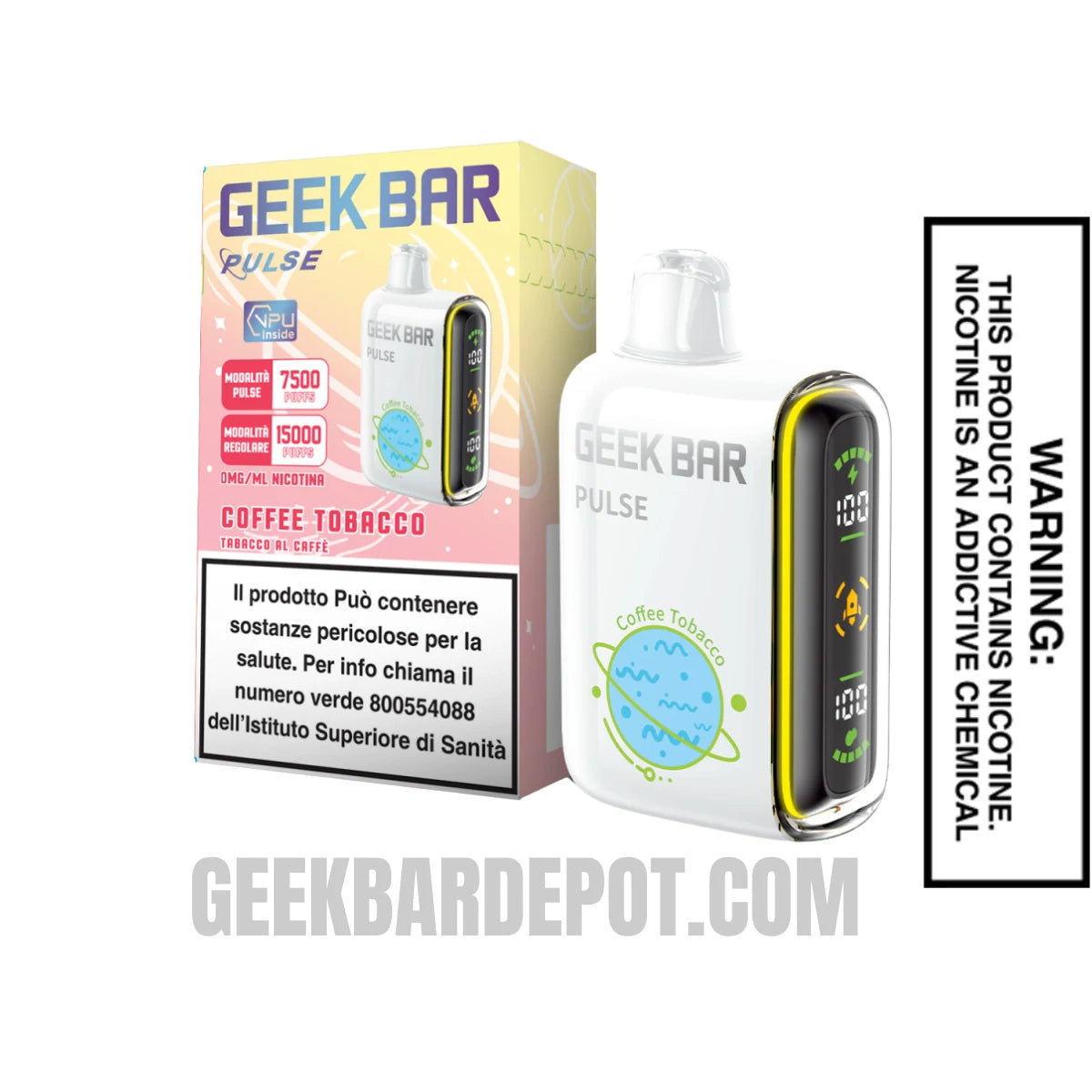 Coffee Tobacco Geek Bar Pulse Disposable Vape With Package Box
