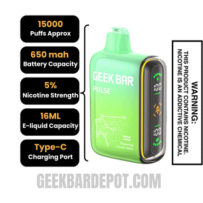 Double Apple Geek Bar Pulse Disposable Vape Specifications
