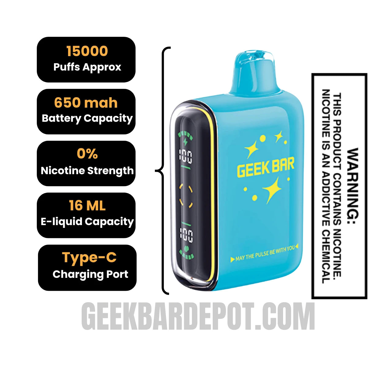 Fcuking Fab Geek Bar Pulse Zero Nicotine Disposable Vape specifications