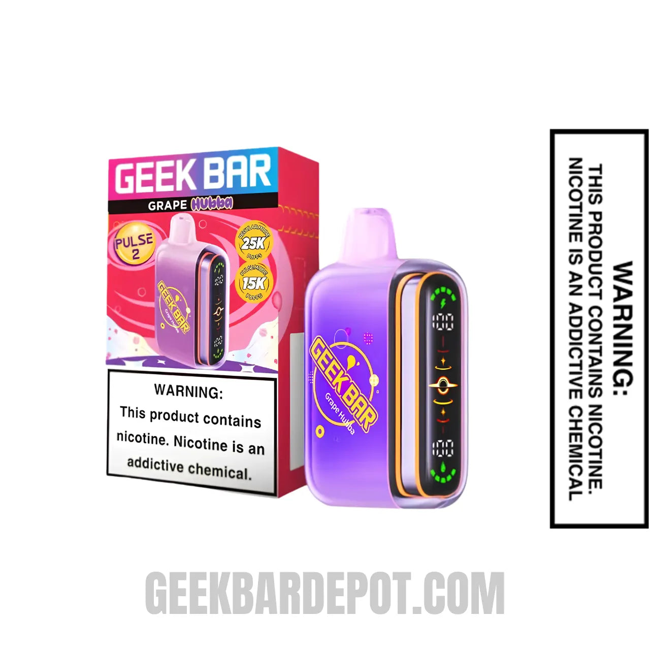 Grape Geek Bar Pulse 2 Hubba Edition Disposable Vape with Package Box