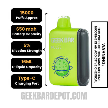 Kiwi Passion Fruit Geek Bar Pulse Vape Specification
