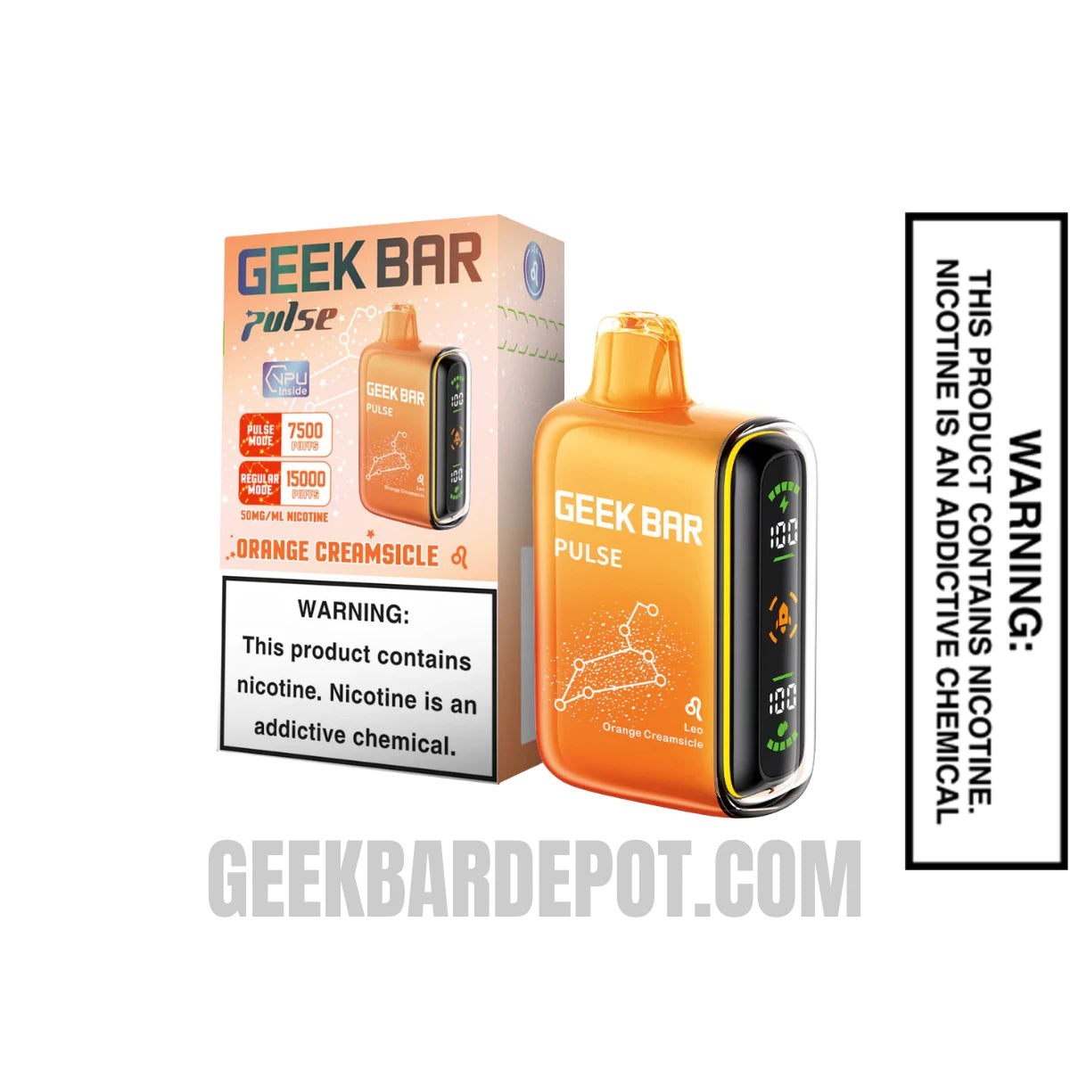Leo Orange Creamsicle Geek Bar Pulse Vape With Package Box