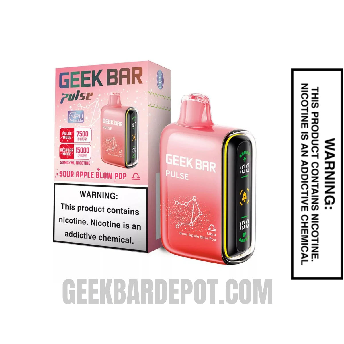 Libra Sour Apple Blow Pop Geek Bar Pulse Vape With Package Box