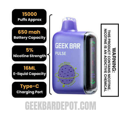 Meta Moon Geek Bar Pulse Disposable Vape Specification