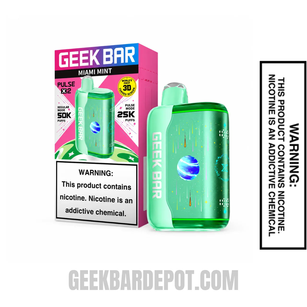 Miami Mint Geek Bar Pulse X2 Disposable Vape with Package Box