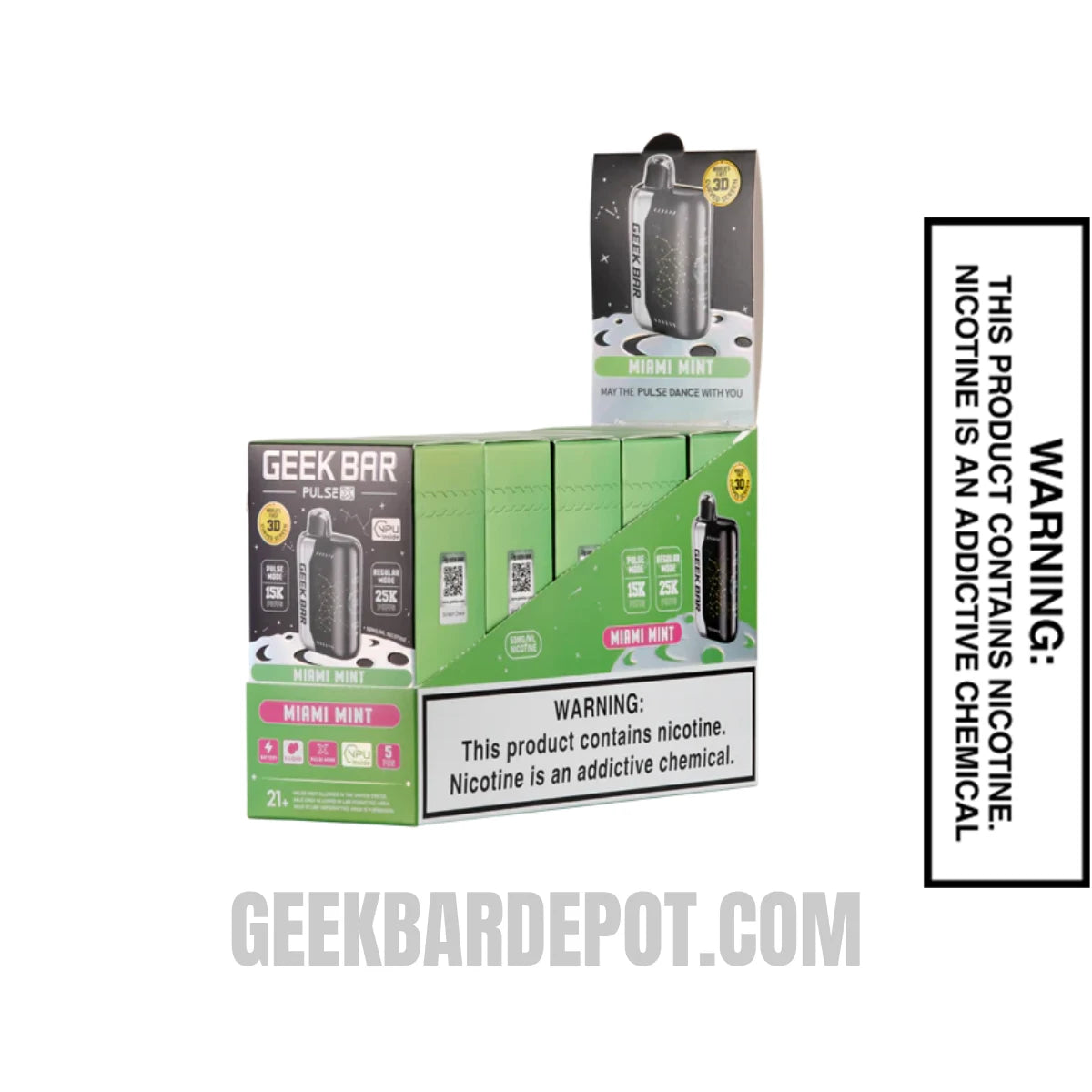 Miami Mint Geek Bar Pulse X Zero Nicotine Disposable Vape with Bundle Pack