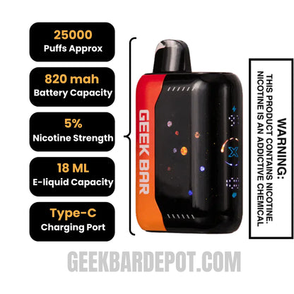 Orange Dragon Geek Bar Pulse X Disposable Vape Specifications