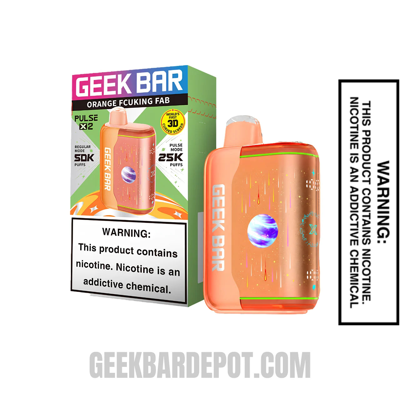Orange Fcuking Fab Geek Bar Pulse X2 Disposable Vape with Package Box