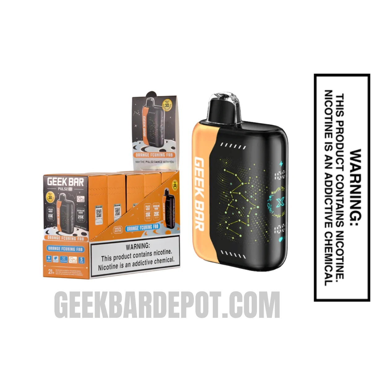 Orange Fcuking Fab Geek Bar Pulse X Disposable Vape with Bundle Pack