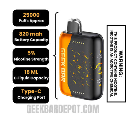 Orange Ja m Geek Bar Pulse X Jam Edition Vape Specifications