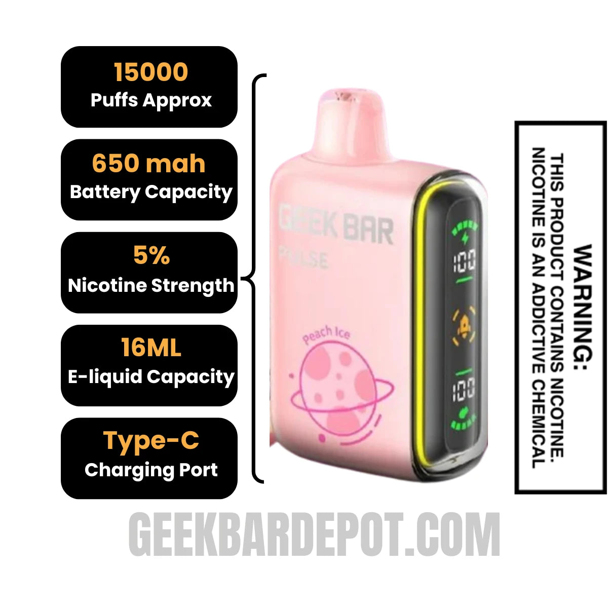 Peach Ice Geek Bar Pulse Vape | Geek Bar Depot Peach Ice Geek Bar Pulse Vape | Geek Bar Depot