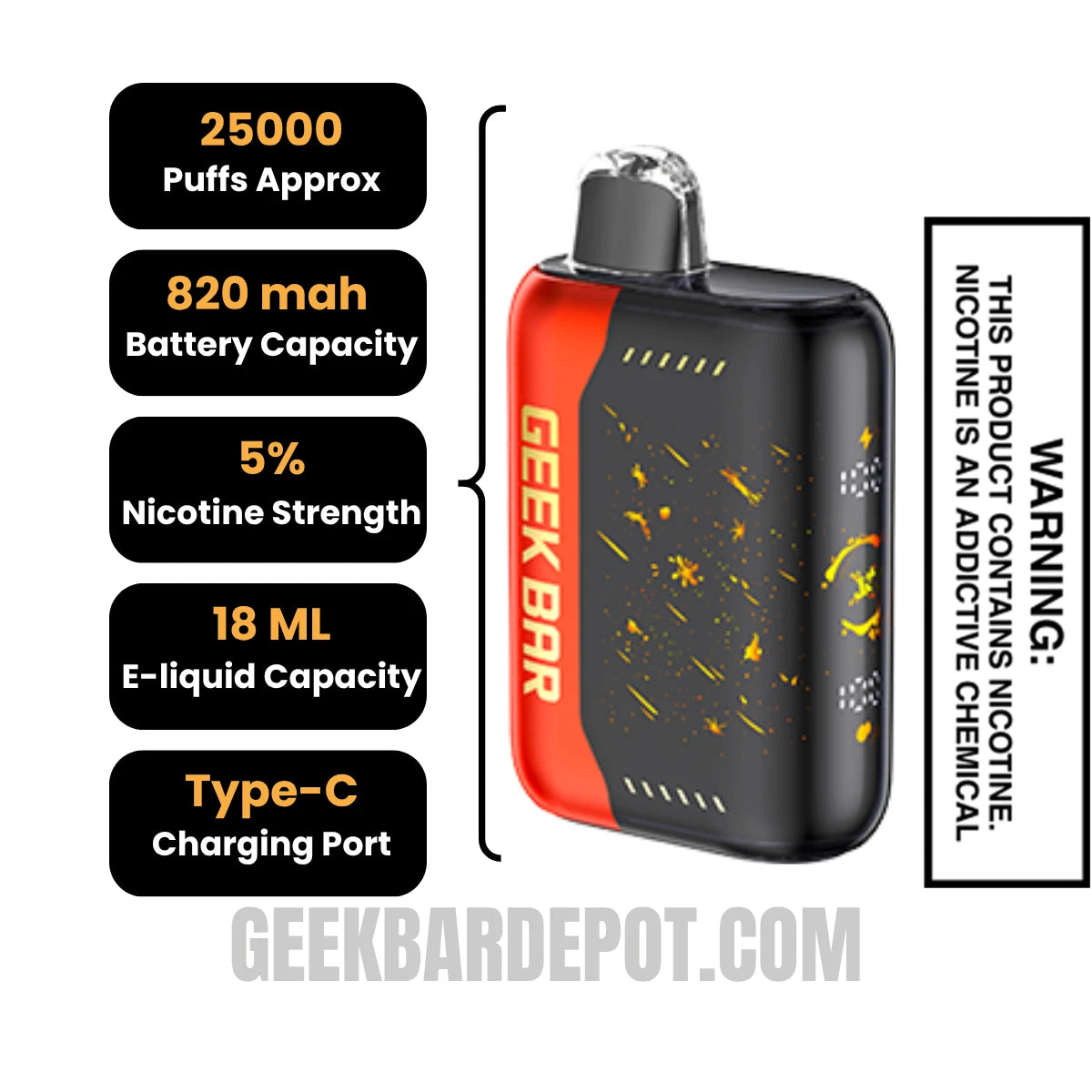 Peach Jam Geek Bar Pulse X Jam Edition Vape Specifications
