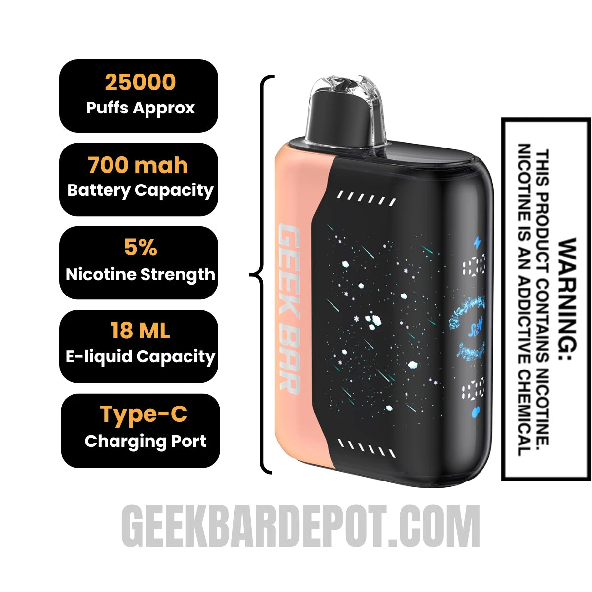 Peach Perfect Slush Geek Bar Pulse X Vape Specifications