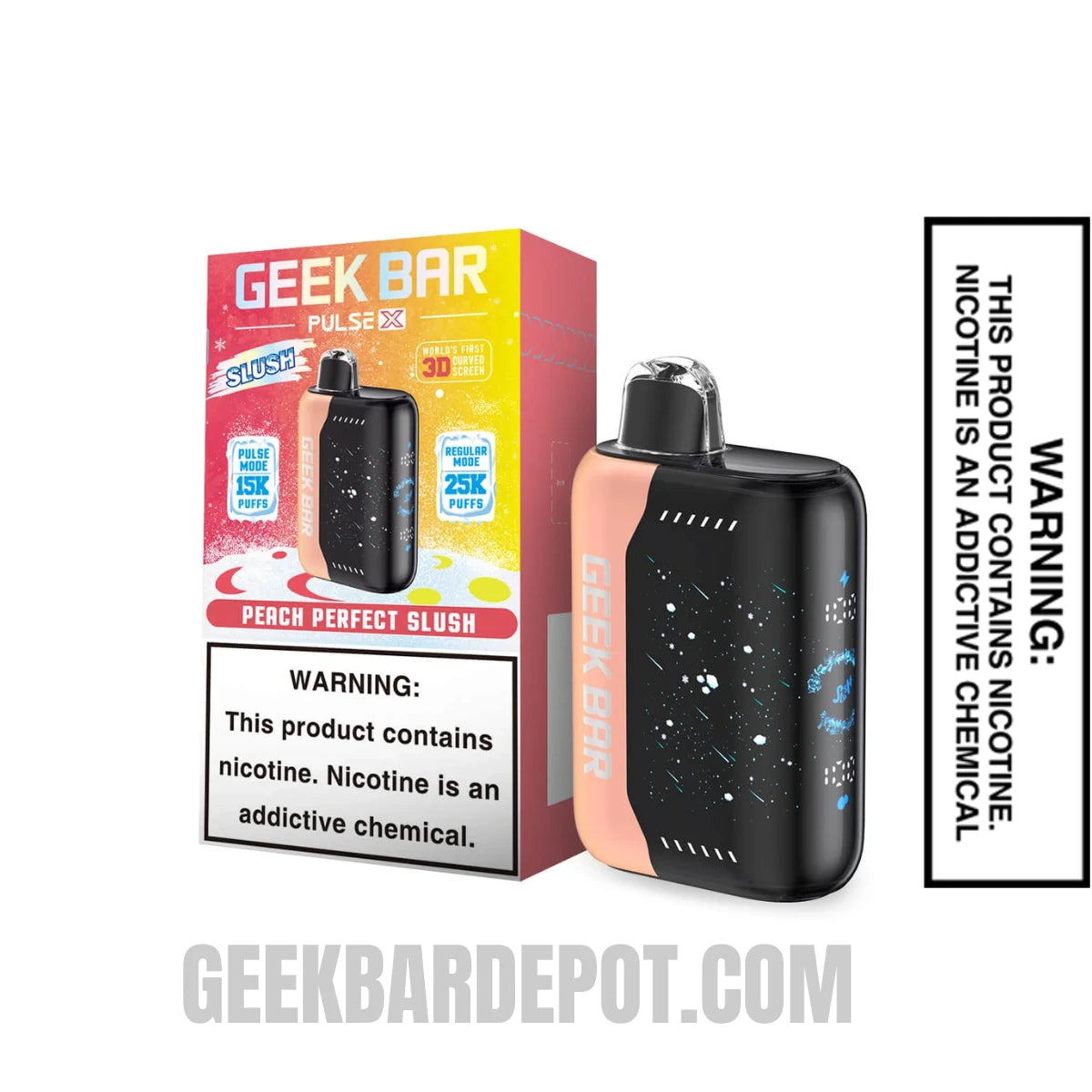 Peach Perfect Slush Geek Bar Pulse X Vape With Package Box