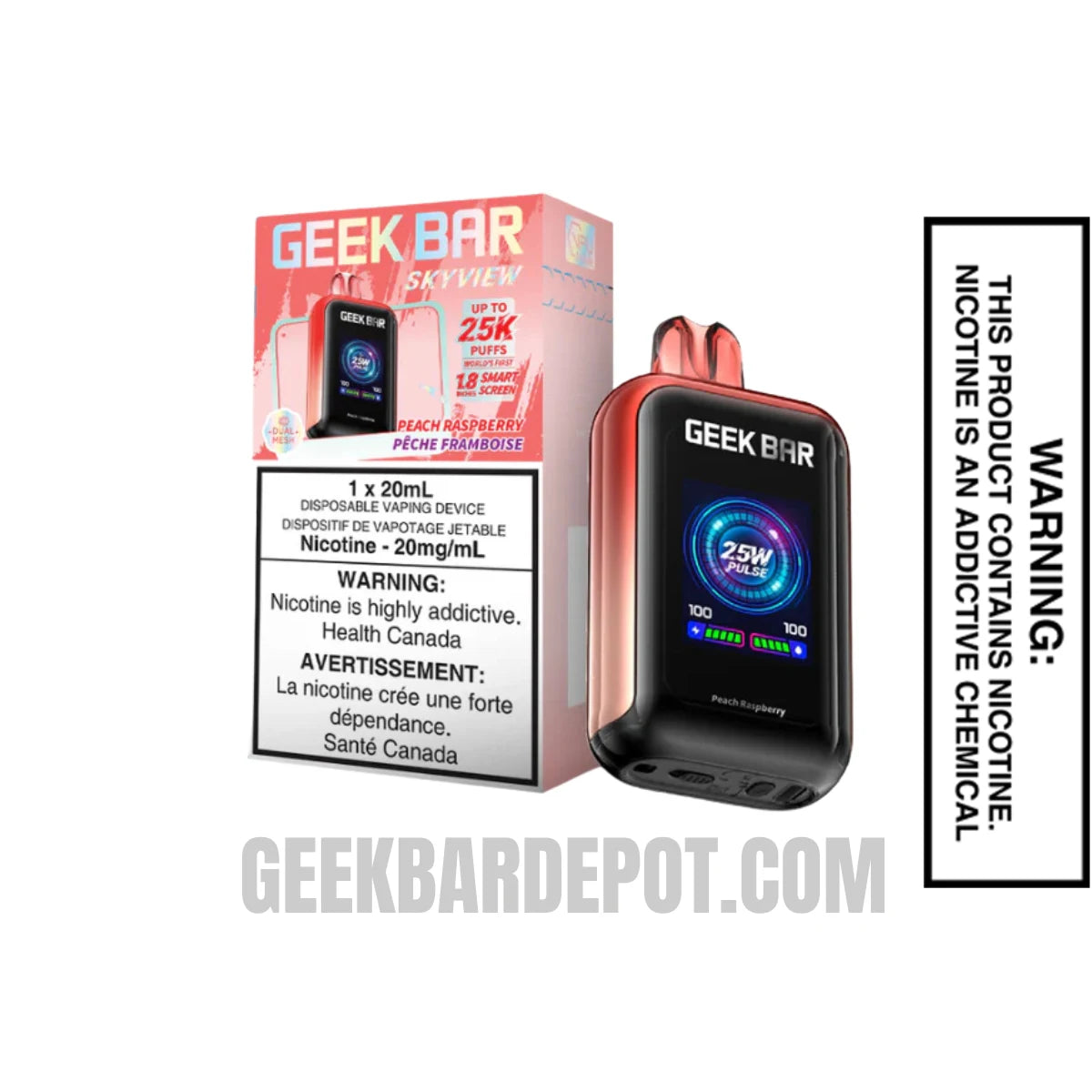 Peach Raspberry Geek Bar Skyview Disposable Vape With Package Box