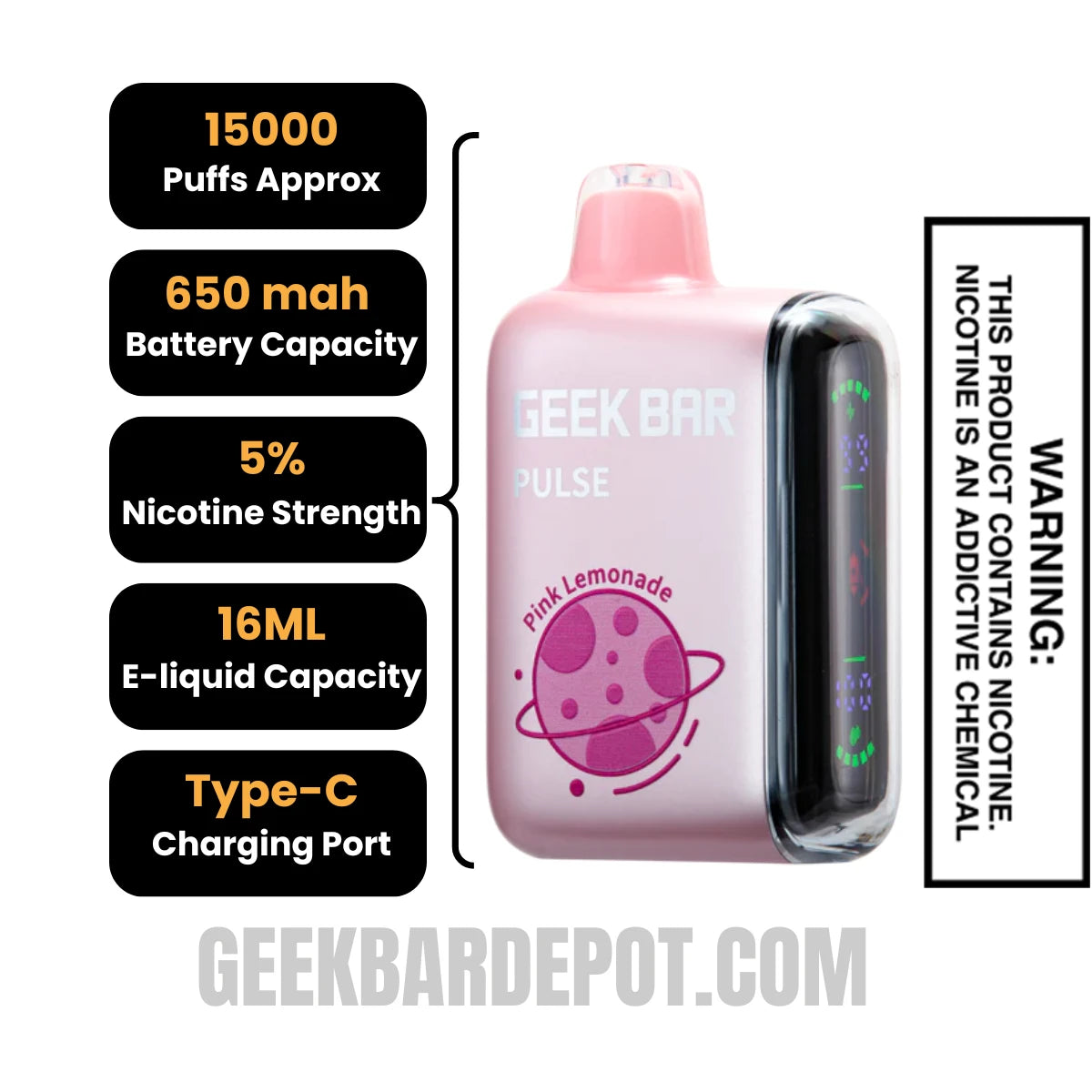 PinkLemonadeGeekBarPulseFrozenEditionVapeSpecification