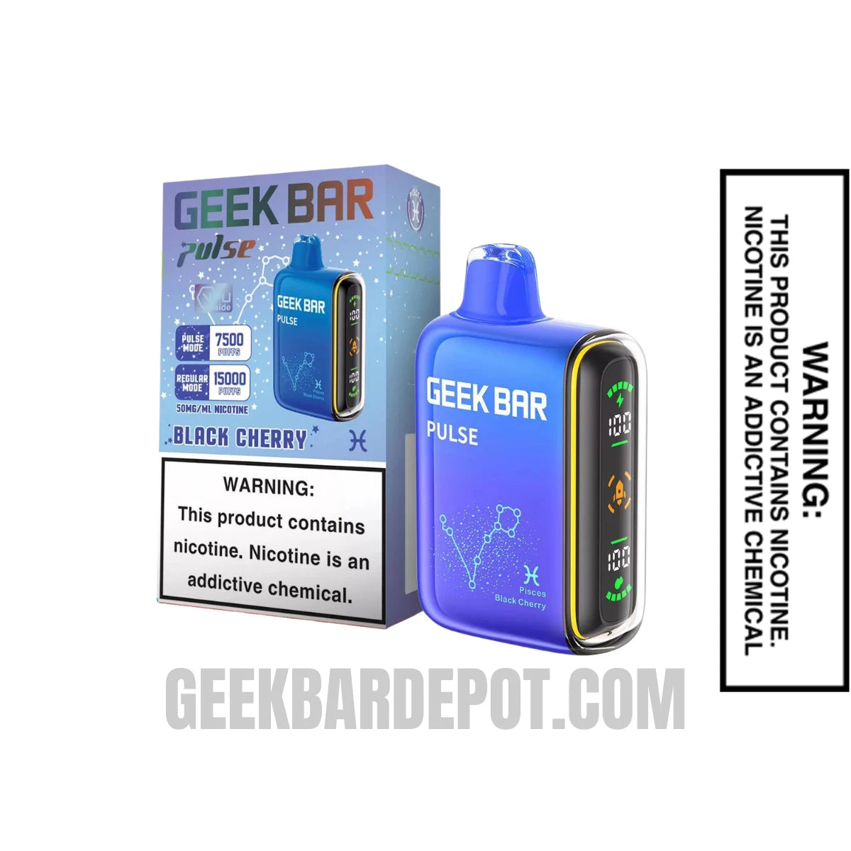 Pisces Black Cherry Geek Bar Pulse Vape With Package Box