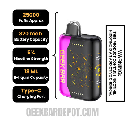 Raspberry Jam Geek Bar Pulse X Jam Edition Vape Specifications