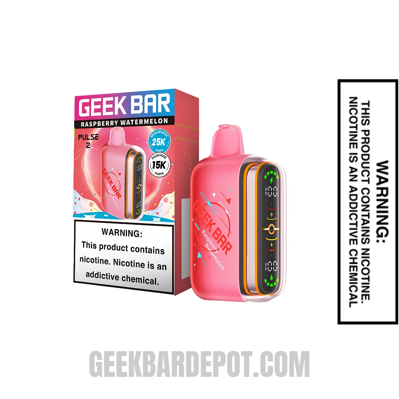 Raspberry Watermelon Geek Bar Pulse 2 Disposable Vape with Package Box